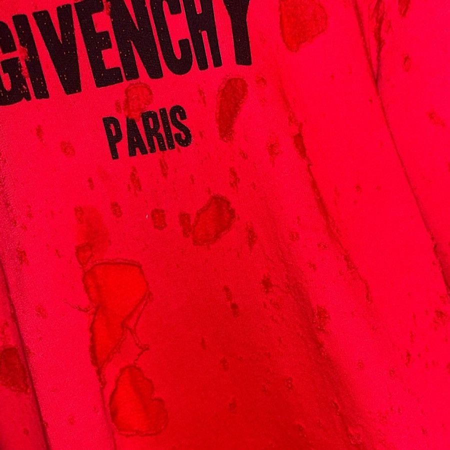 Givenchy Authentic Givenchy 17 Tisci Red Damaged Processed Hoodie Size US S / EU 44-46 / 1 - 4 Thumbnail