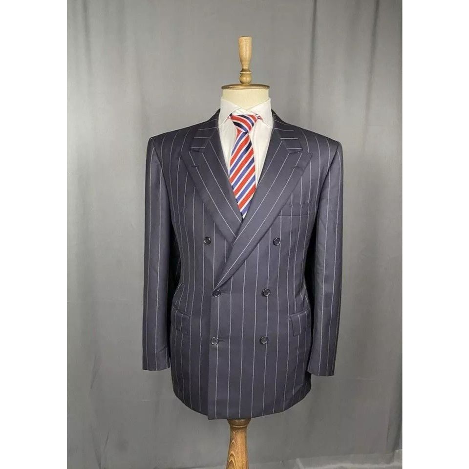 Brioni Brioni Men's Blue Wool Double Breasted Blazer Jacket Size 56 Size 54R - 1 Thumbnail