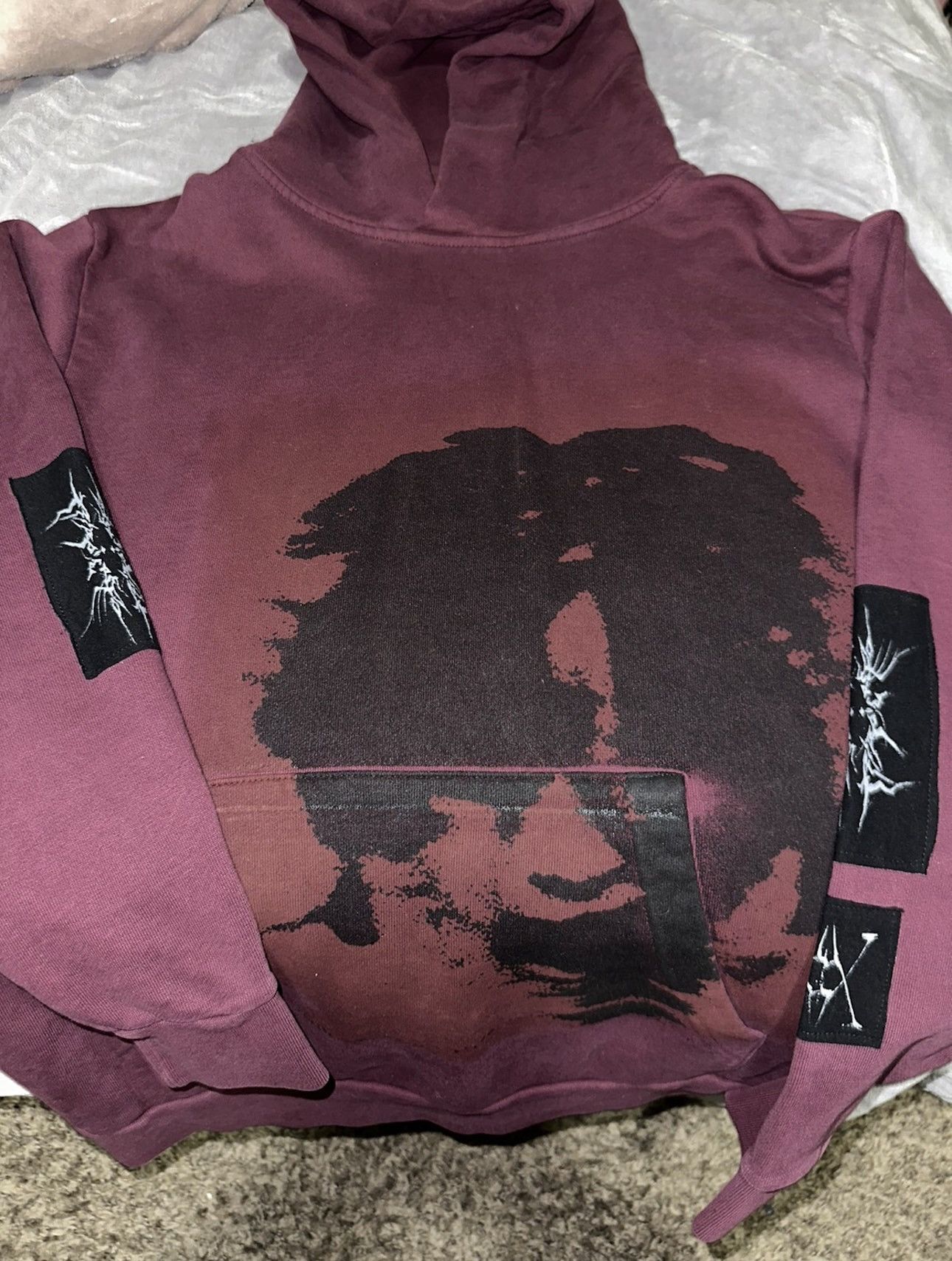 image of Trippie Redd Mansion Musik Hoodie in Burgundy, Men's (Size Medium)