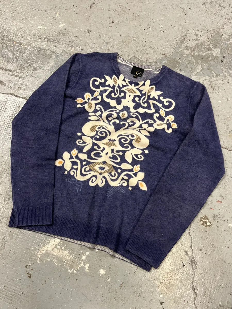 Designer × Just Cavalli × Vintage AW2007 Just Cavalli Blue Floral Mosaic Sweater Size US S / EU 44-46 / 1 - 3 Thumbnail