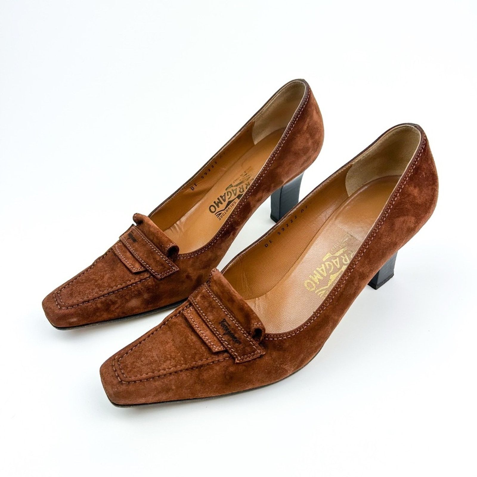 Salvatore Ferragamo Salvatore Ferragamo Vintage Suede Cognac Calf Pump Size 7.5 Size US 7.5 / IT 37.5 - 1 Thumbnail