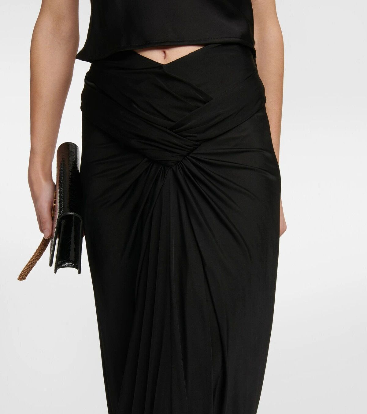 Saint Laurent Paris o1y0126 Maxi Skirt in Black Size 30" / US 8 / IT 44 - 2 Thumbnail