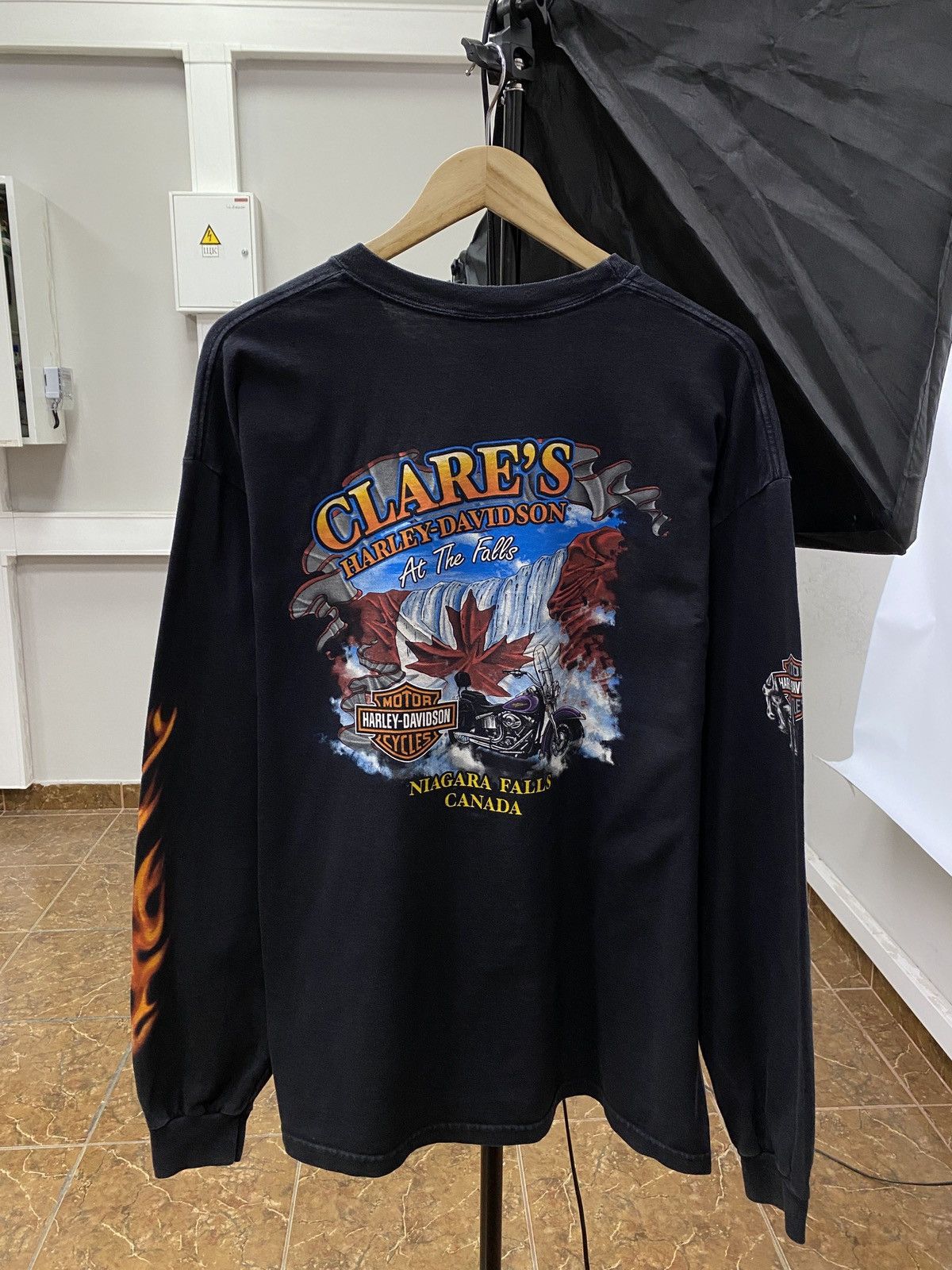 Harley Davidson 🇺🇸Vintage Y2K Harley Davidson Fire Skull Niagara Falls Canada Size US XL / EU 56 / 4 - 2 Thumbnail