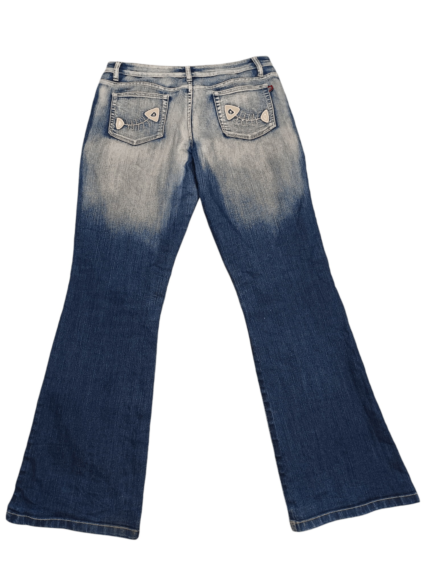 Japanese Brand FANTASTIC FLARED JEANS DENIM FISHES EMBROIDERED JEAN DESIGN Size US 33 - 3 Thumbnail
