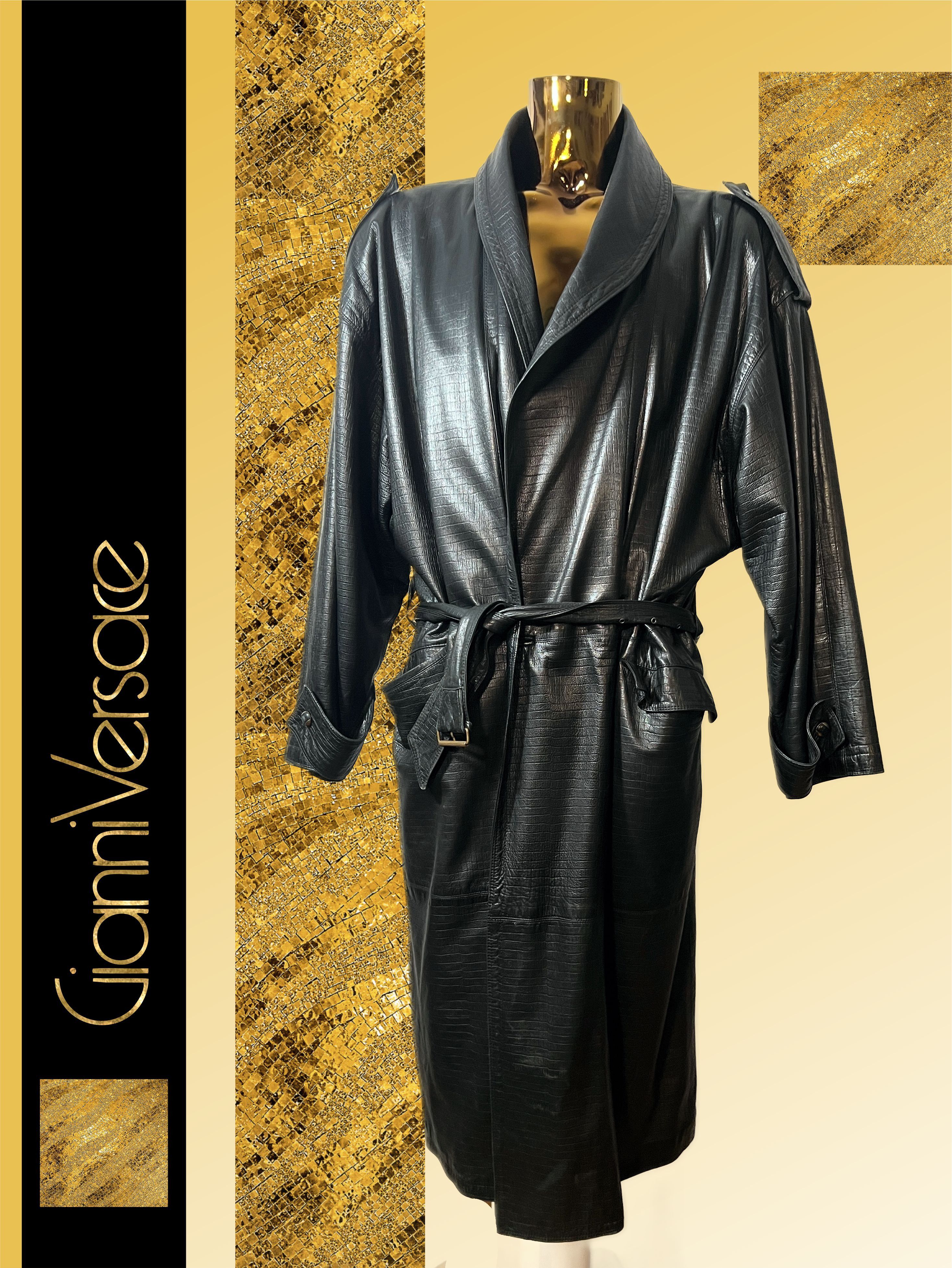 Versace Beautiful Vintage Leather Coat by Versace Size US XL / EU 56 / 4 - 5 Thumbnail