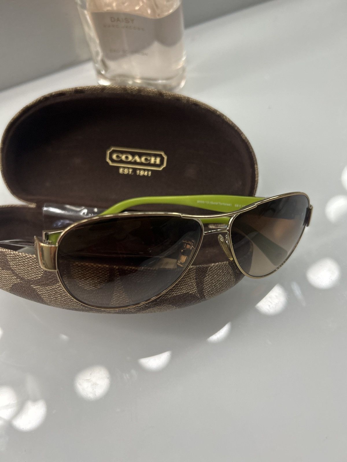 Coach Coach Green Tortoiseshell Print Sunglasses Size ONE SIZE - 8 Thumbnail