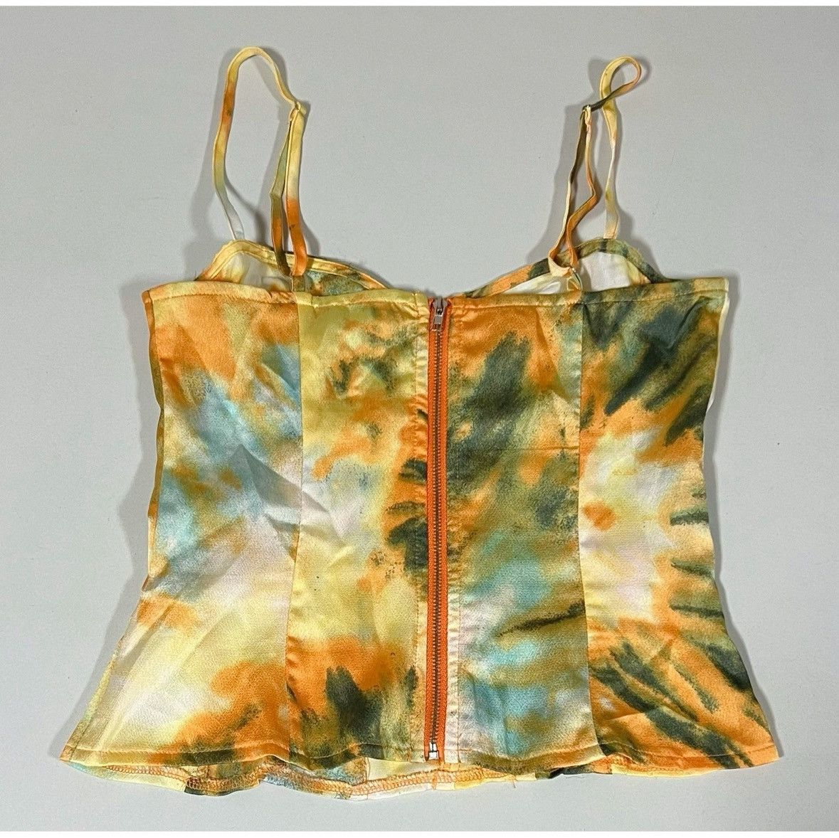 PrettyLittleThing PLT Tie-Dye Satin Corset Bustier Top Shirt Blouse Size 4 🌙✨ Size S / US 4 / IT 40 - 3 Thumbnail