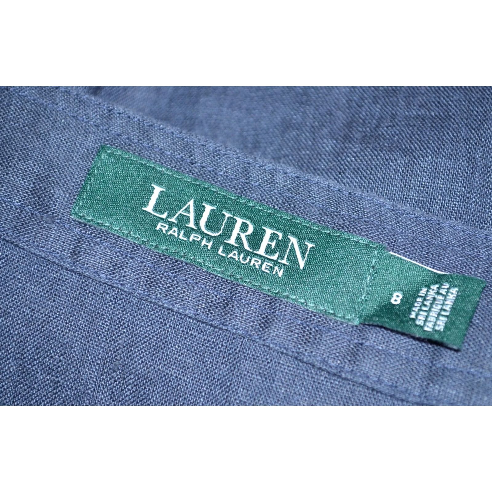 Ralph Lauren Lauren Ralph Lauren Womens Midi Skirt Wrapped 100% Linen Navy Size 8 – Ruffle Blue Wrap Skirt Size 30" / US 8 / IT 44 - 5 Thumbnail