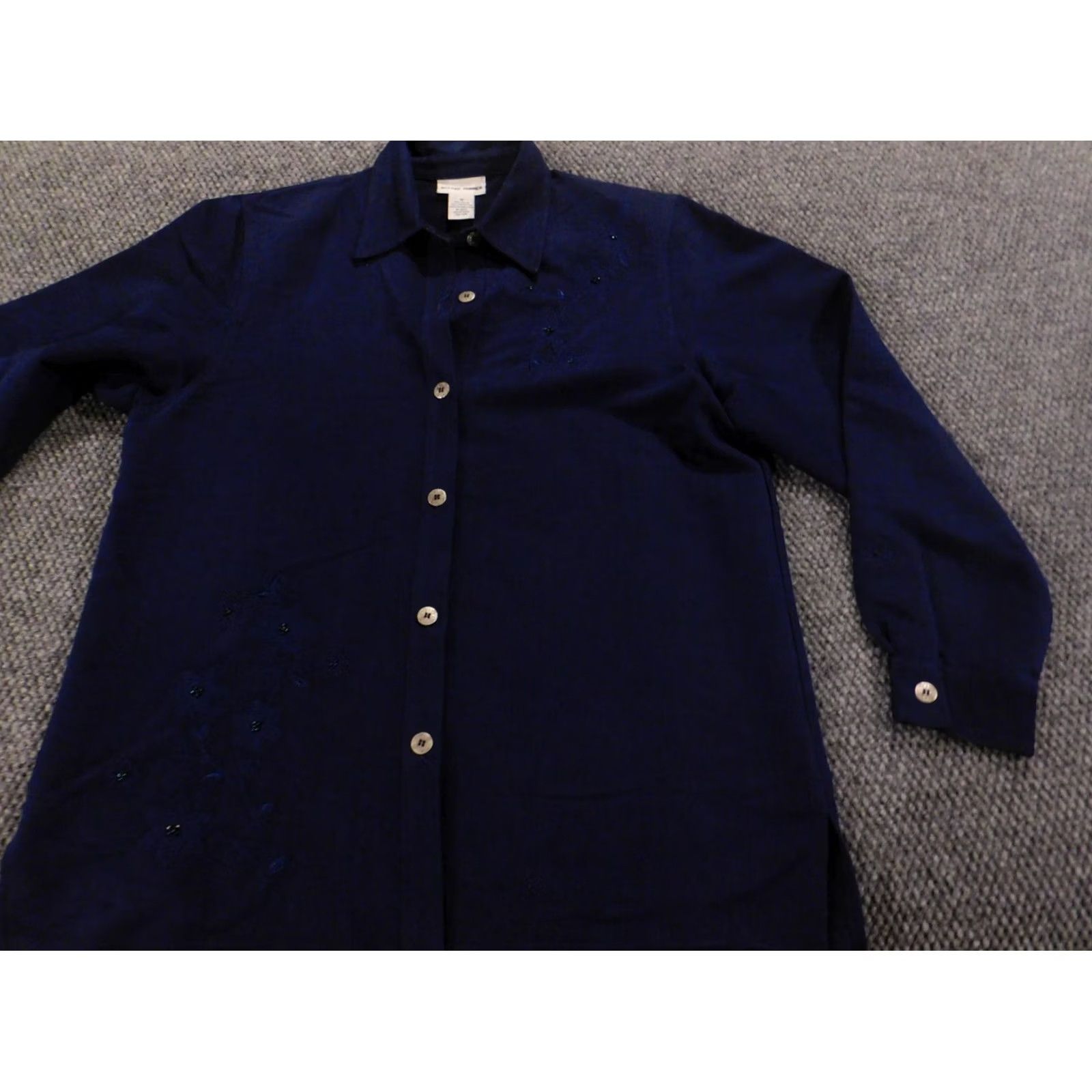 Vintage Alfred Dunner Blouse Women 10 Blue Button Down Long Sleeve Casual Crew Neck Pullover Size L / US 10 / IT 46 - 4 Thumbnail