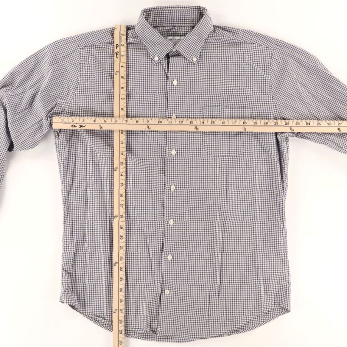 Peter Millar Peter Millar Selby Sport Stretch Gingham Button Down Shirt Navy Men's L Size US L / EU 52-54 / 3 - 3 Thumbnail