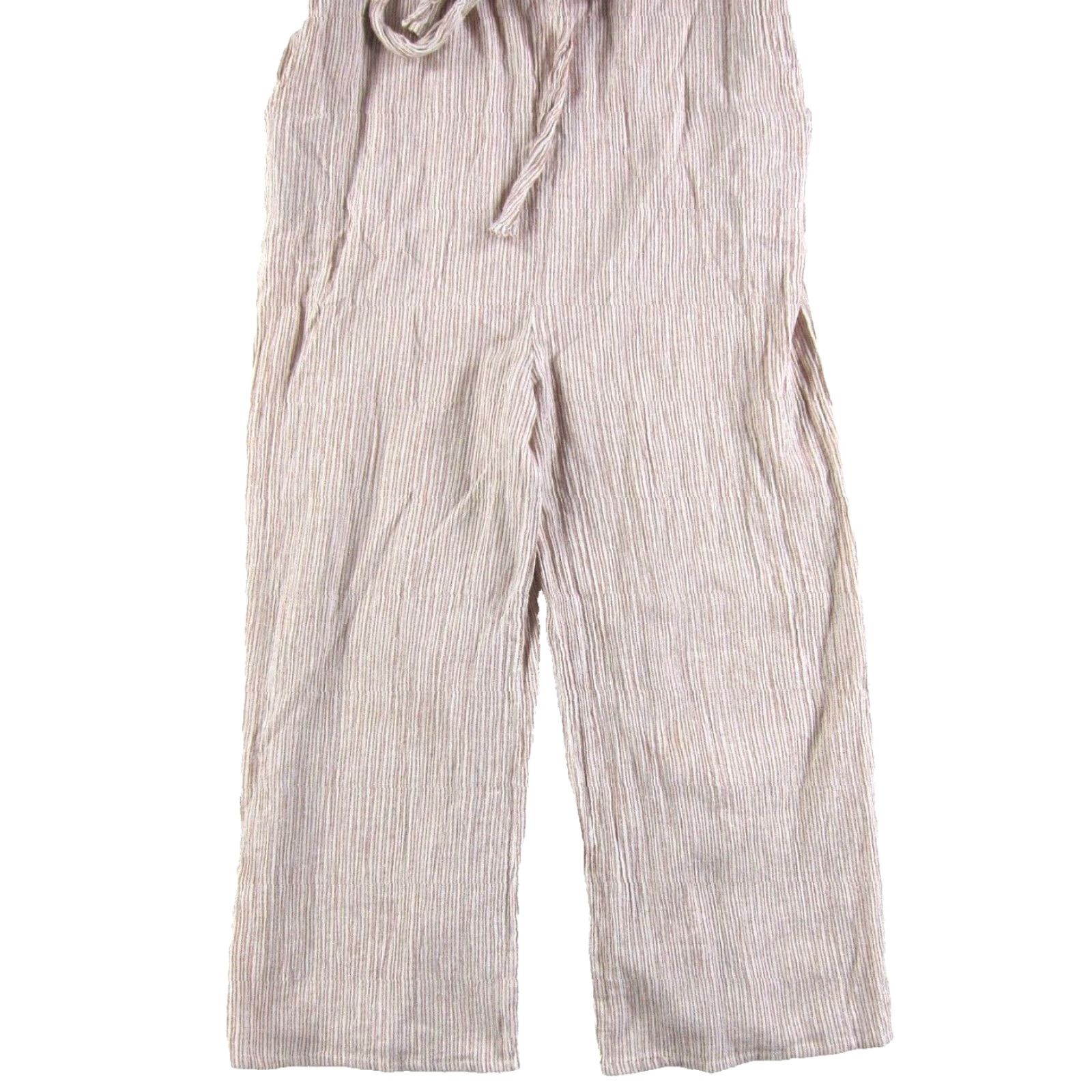 Vintage World Market Jumpsuit Women's Stripe 100% Cotton V-Neck Wide-Leg L-XL Brown Pattern Striped Pocket 50s 60s 70s 80s 90s Clothing Distressed Vintage Size 36" / US 14 / IT 50 - 7 Thumbnail