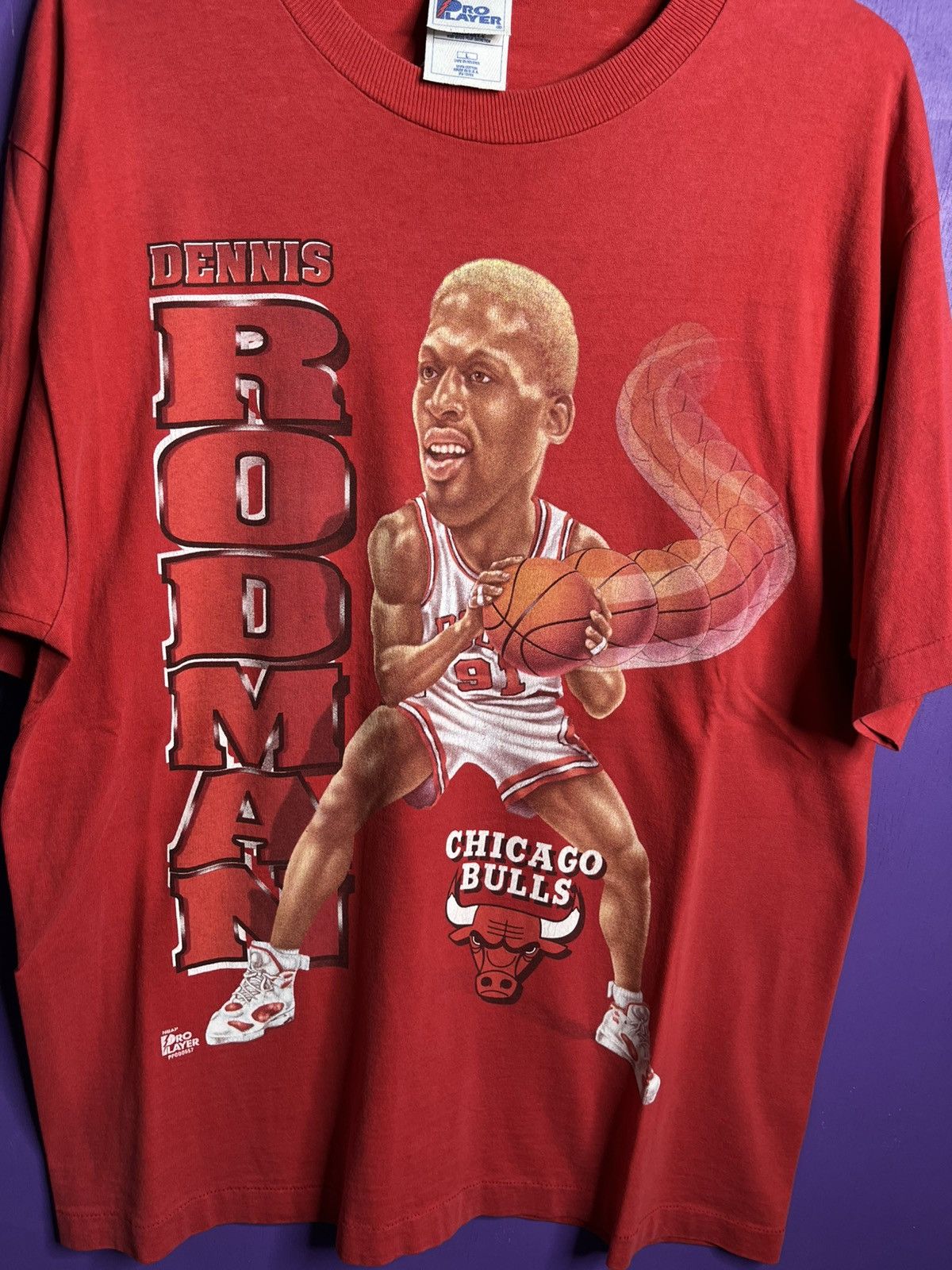 NBA × Pro Player × Vintage Vintage 90s Bulls Dennis Rodman player t-shirt Size US L / EU 52-54 / 3 - 3 Thumbnail