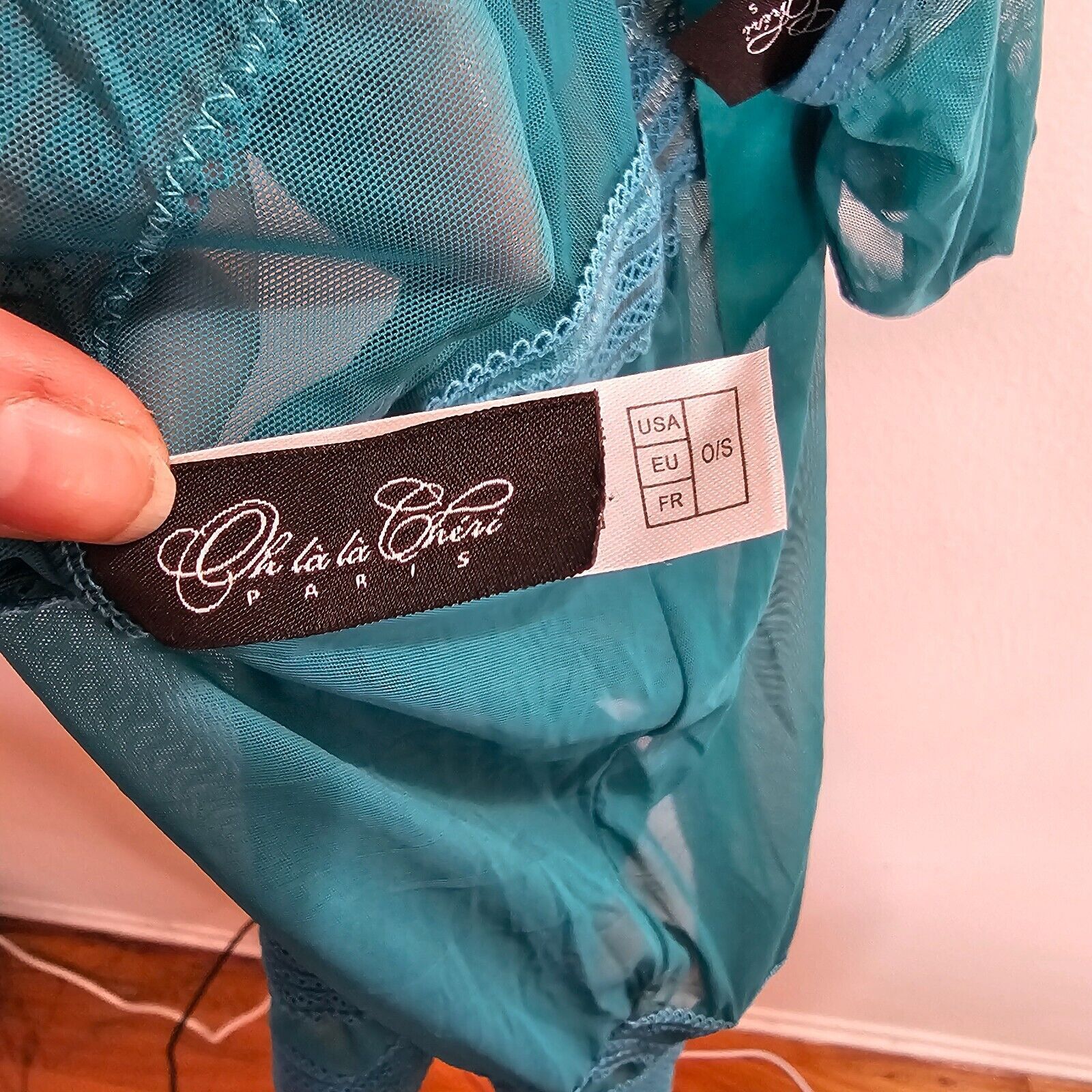 Other NWT Oh La La Cheri Fanfare Aqua Babydoll Nighty & GString OS Size ONE SIZE - 6 Thumbnail