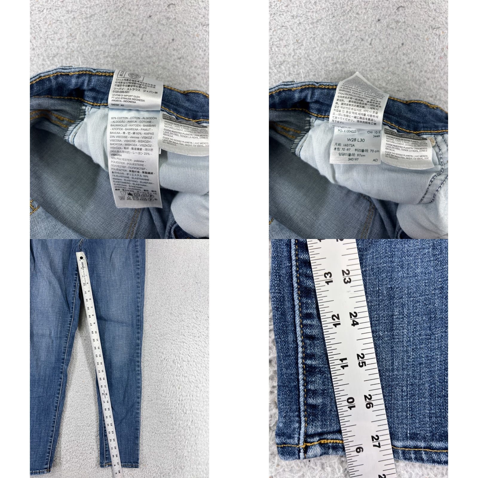 Levi's Levi's Women’s Skinny Jeans 28 Blue Denim High Rise 700 Series Retro Style Size 28" / US 6 / IT 42 - 8 Thumbnail