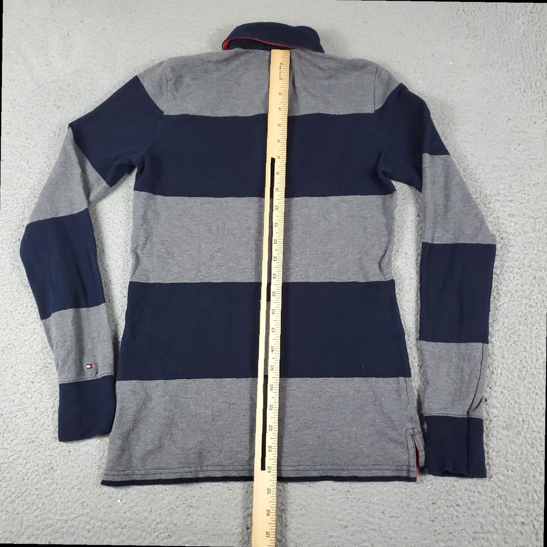 Tommy Hilfiger Tommy Hilfiger Polo Shirt Womens XS Gray Blue Striped Long Sleeve Casual Cotton Size XS / US 0-2 / IT 36-38 - 6 Thumbnail