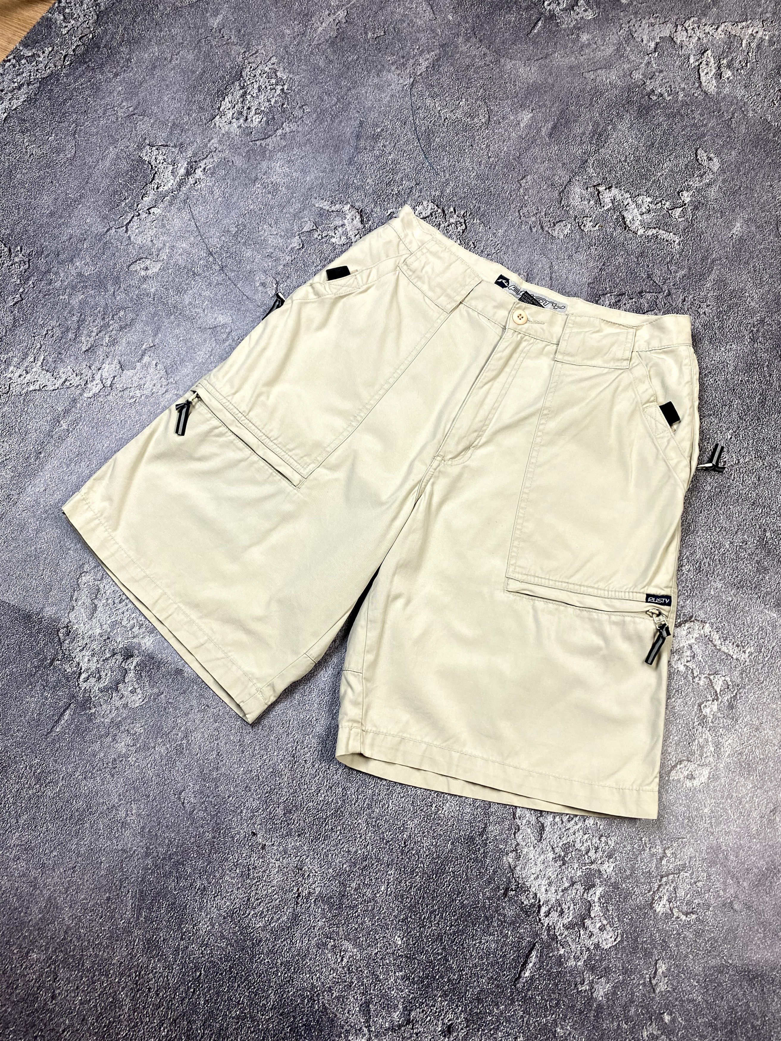 Rusty Y2K 2000s Rusty Multi Pocket Biege Cargo Shorts Streetwear Size US 30 / EU 46 - 2 Thumbnail