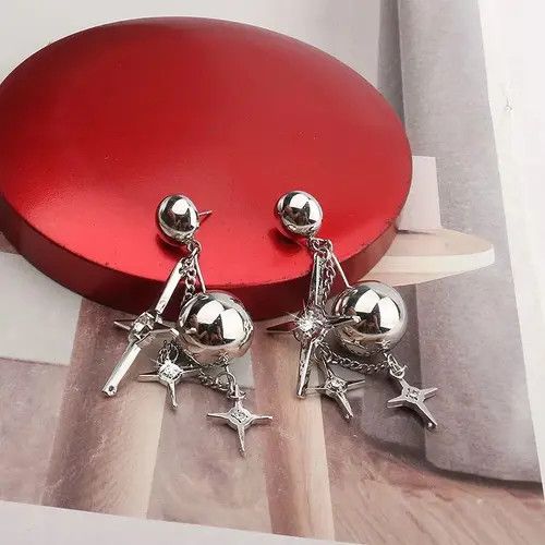 Other Fashionable Star Crystal Metal Ball Drop Earrings Size ONE SIZE - 4 Thumbnail