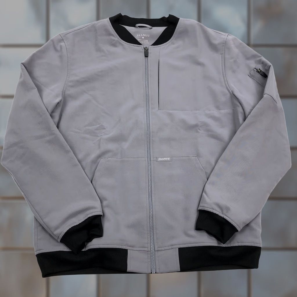 Vintage JAANUU Bomber Jacket Full Zip Gray Black Size M Men Shirt? Size US M / EU 48-50 / 2 - 1 Thumbnail