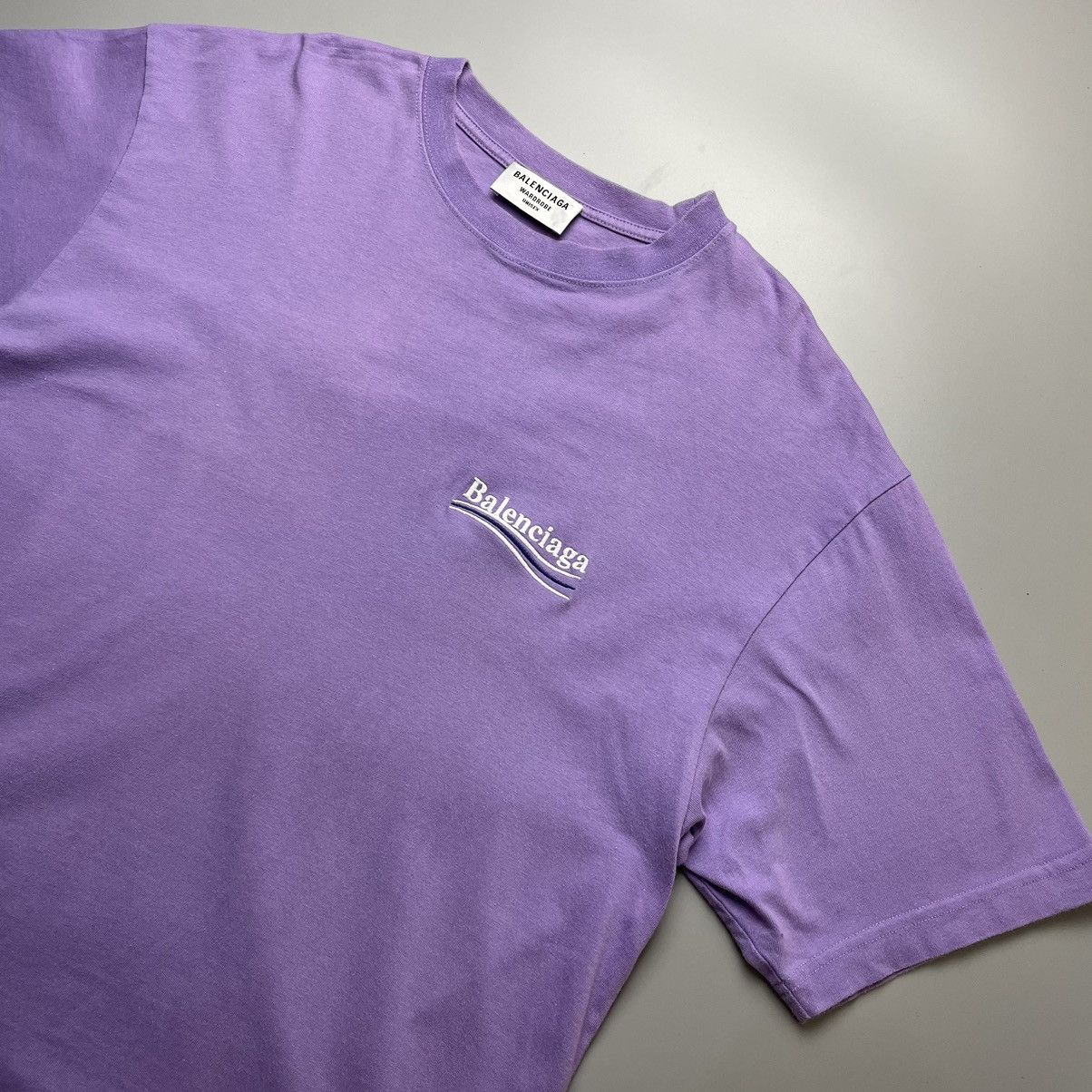 Balenciaga Balenciaga Violet Logo Print Oversized T Shirt Size US XS / EU 42 / 0 - 2 Thumbnail