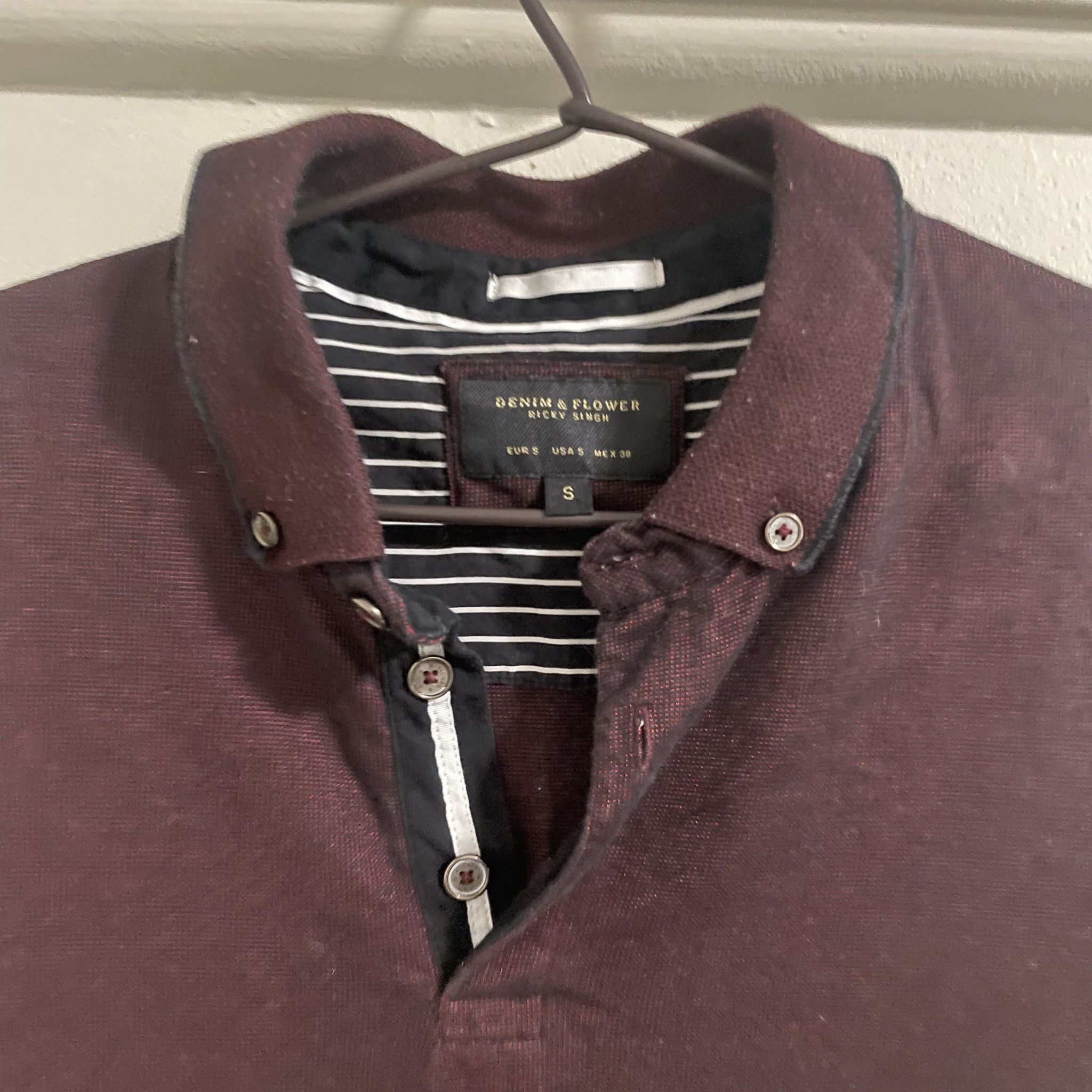 Denim & Flower Denim & Flower Men's Polo Shirt With Striped Placket Size US S / EU 44-46 / 1 - 3 Thumbnail