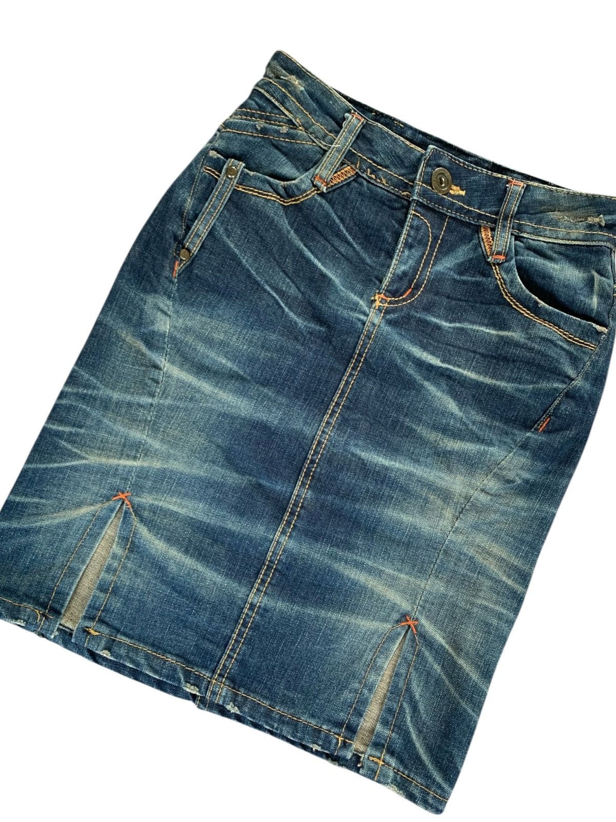 Japanese Brand Y2k Lolita denim faded skirt GOAstyle Size 30" / US 8 / IT 44 - 2 Thumbnail