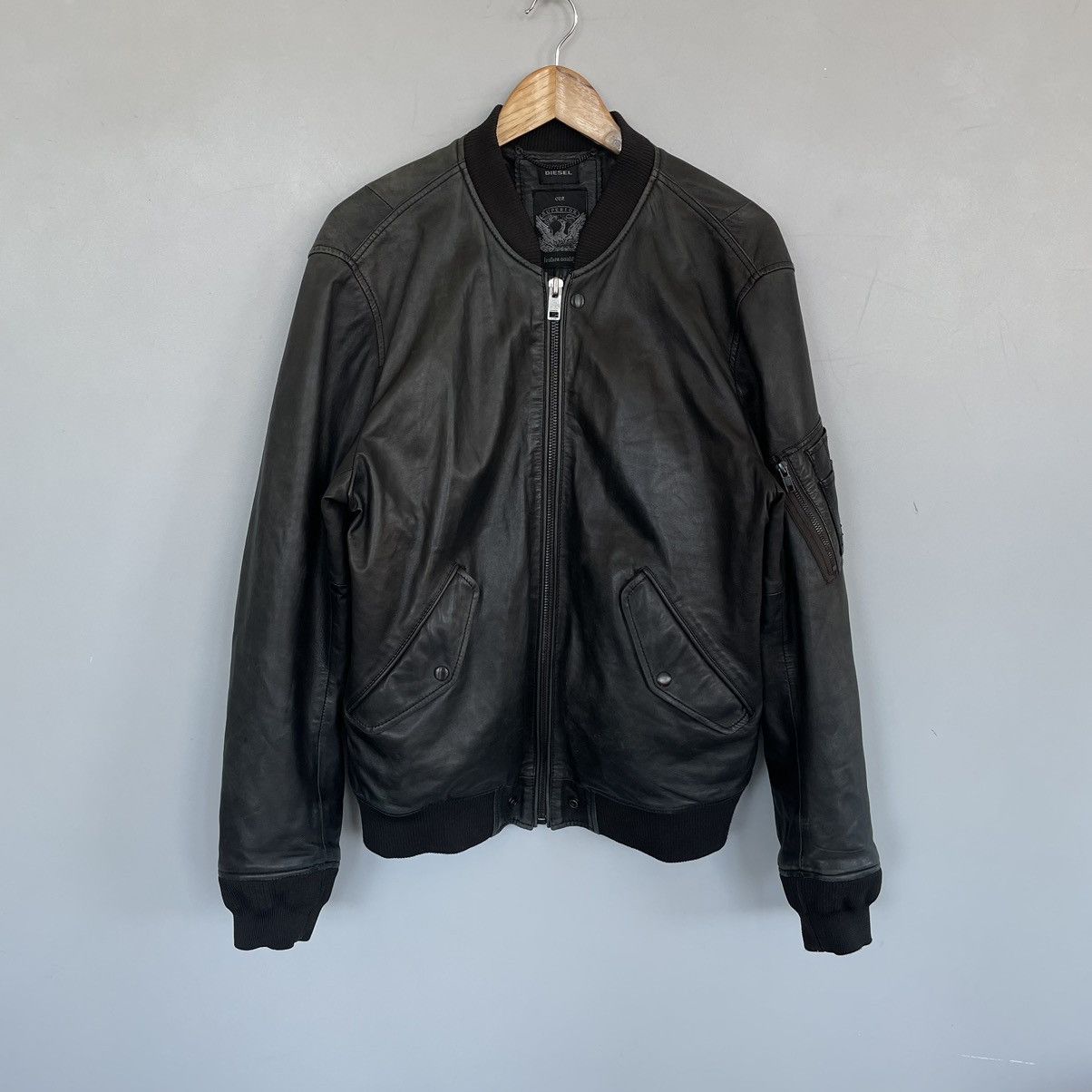 Diesel Vintage Diesel Distressed Leather MA1 Bomber jacket y2k | Grailed