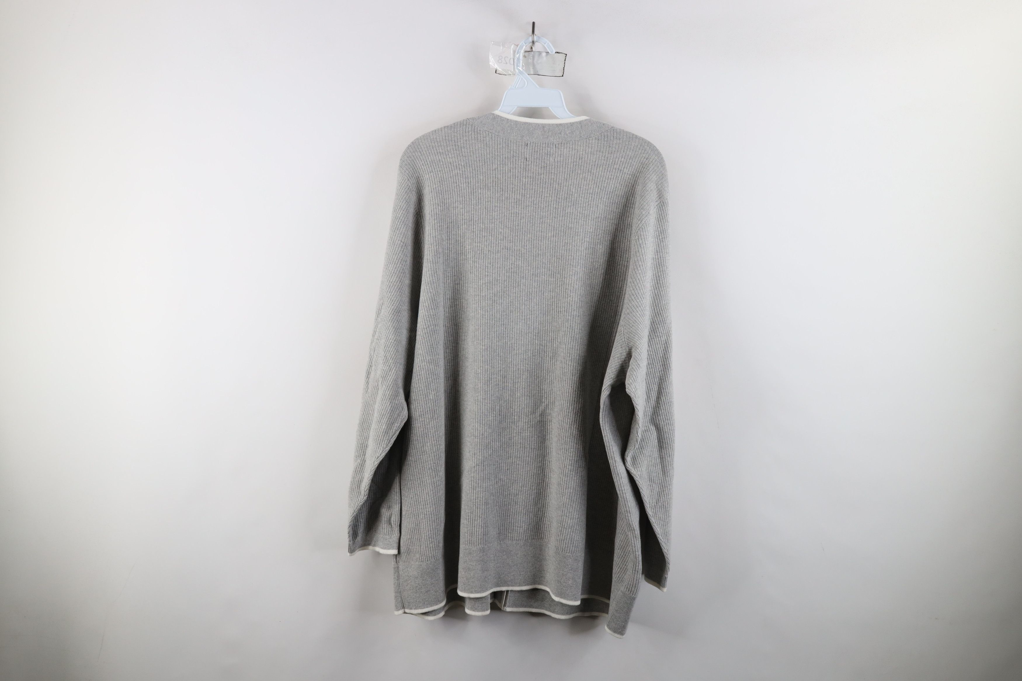 Lands' End × Vintage Vintage Lands End Cotton Ribbed Knit Cardigan Sweater Gray Size XXL / US 16-18 / IT 52-54 - 9 Thumbnail