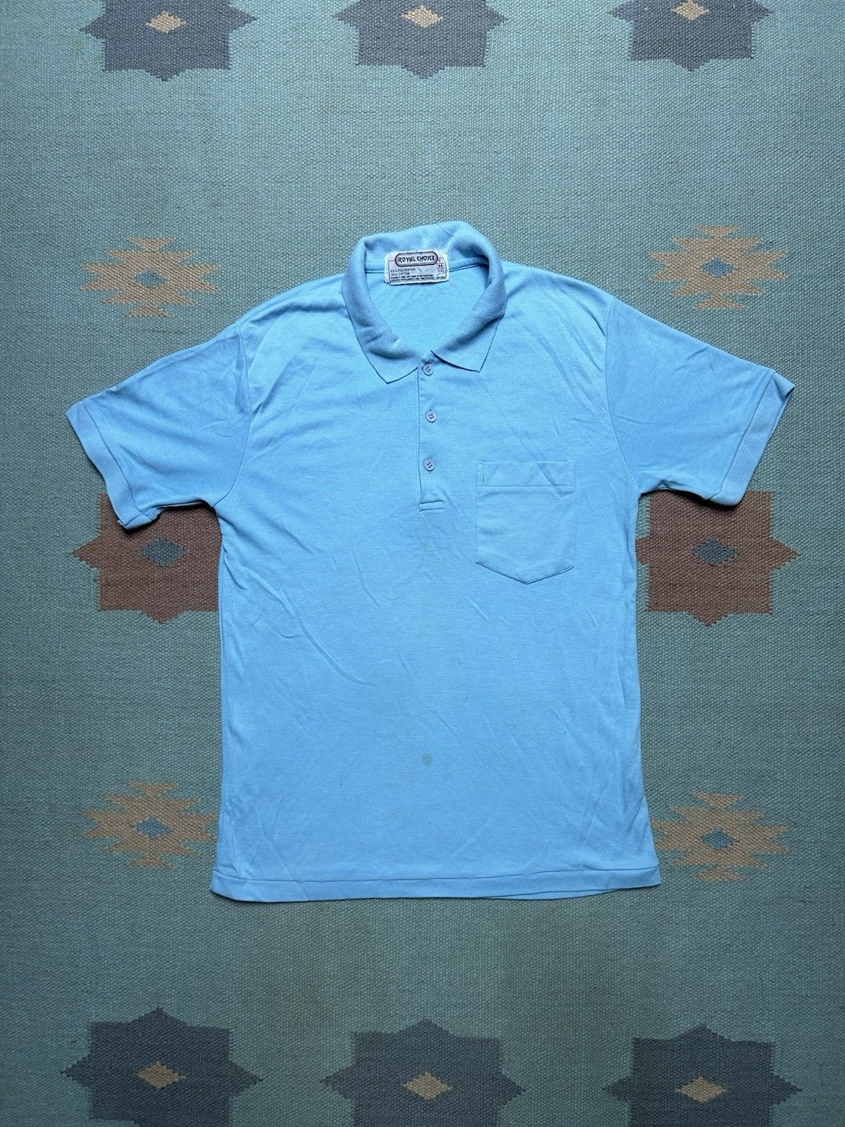 Vintage Vintage 80s polo shirt light blue soft poly cotton medium Size US M / EU 48-50 / 2 - 1 Thumbnail