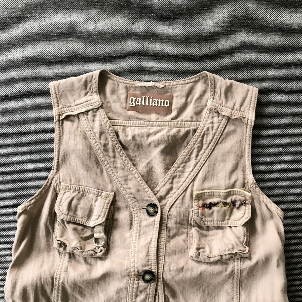 John Galliano GALLIANO Rare Utility Pockets Fishing Vest Size XS / US 0-2 / IT 36-38 - 3 Thumbnail