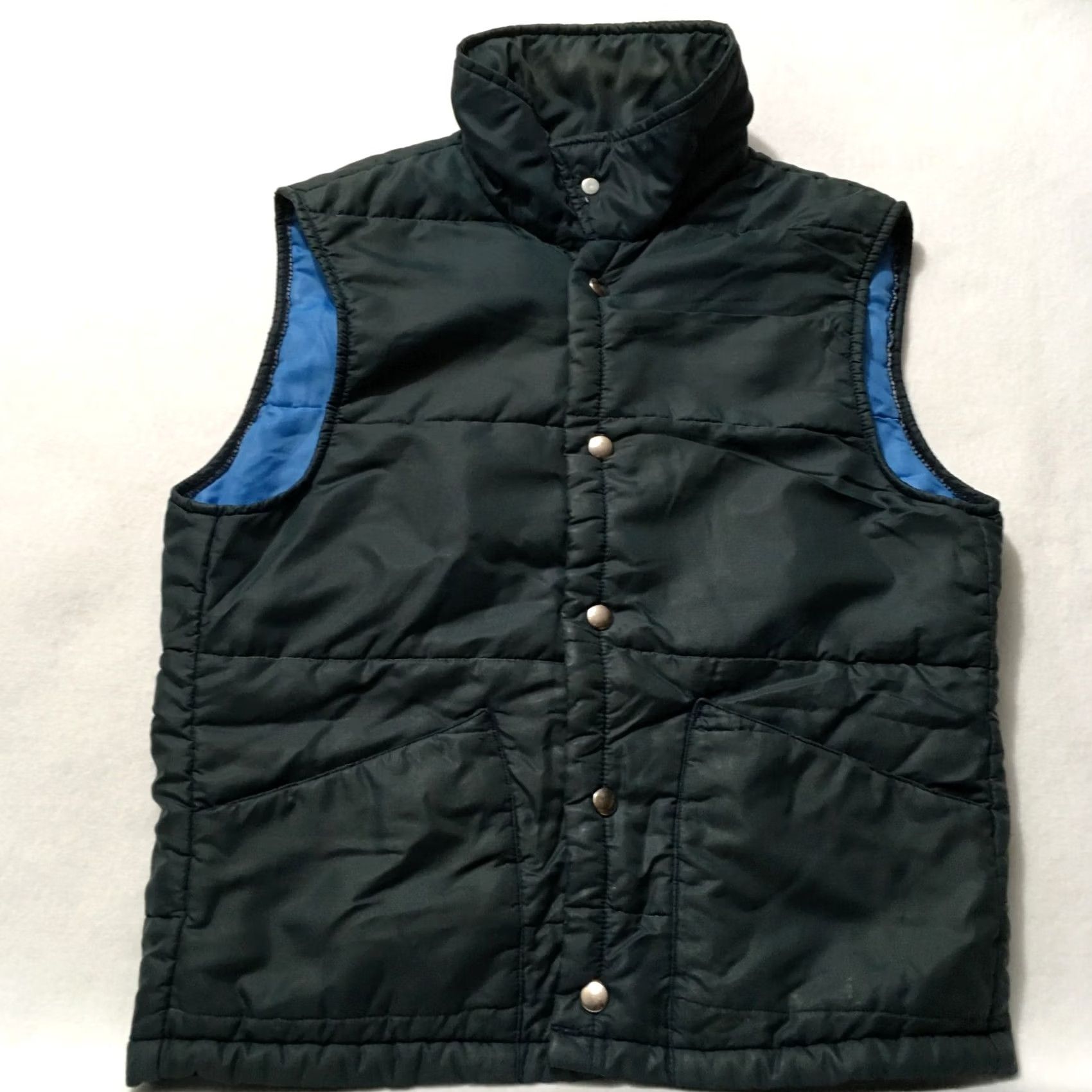Vintage VINTAGE Down Quilted Vest blue snap buttons slant pockets medium Size US M / EU 48-50 / 2 - 2 Thumbnail
