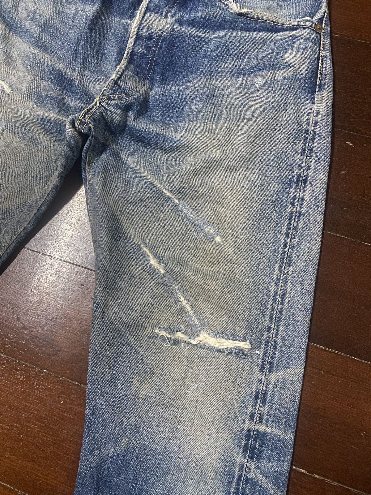 Warehouse Vintage 90s Warehouse patch leather Selvedge distressed Size US 32 / EU 48 - 7 Thumbnail