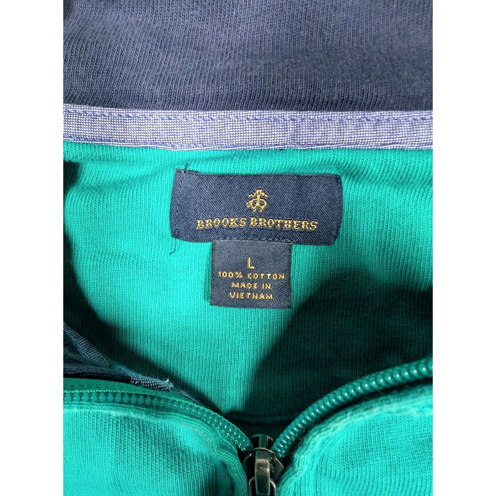 Brooks Brothers Brooks Brothers Sweater Mens Large Green Cotton Quarter Zip Mock Neck Pullover Size US L / EU 52-54 / 3 - 6 Thumbnail