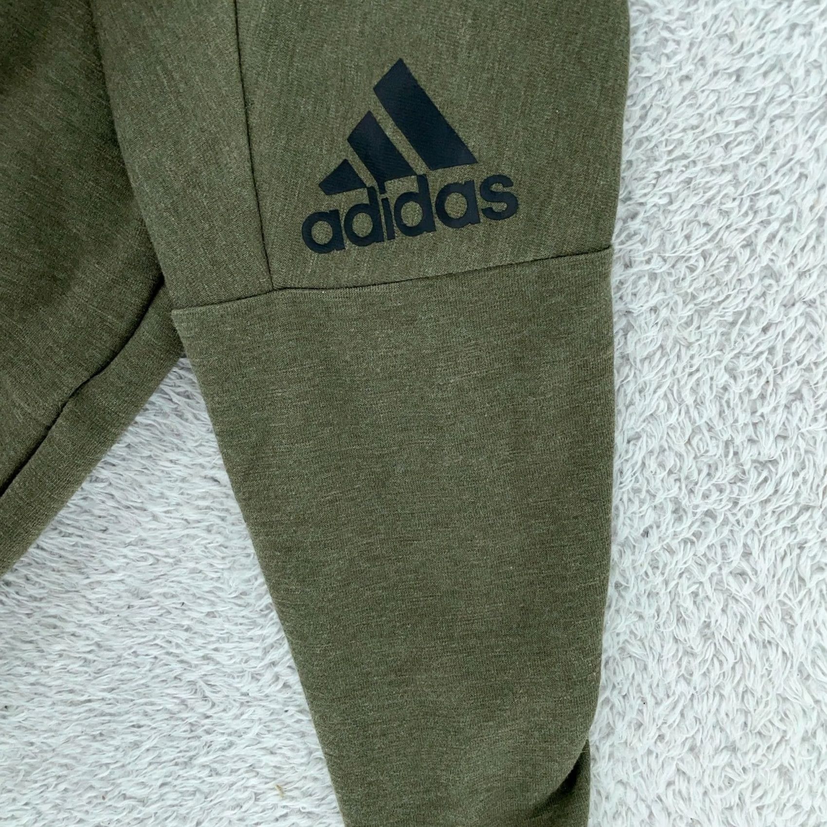 Adidas Adidas Hoodie Mens S Olive Green Full Zip Sweatshirt Drawstring Logo DU1537 Size US S / EU 44-46 / 1 - 5 Thumbnail