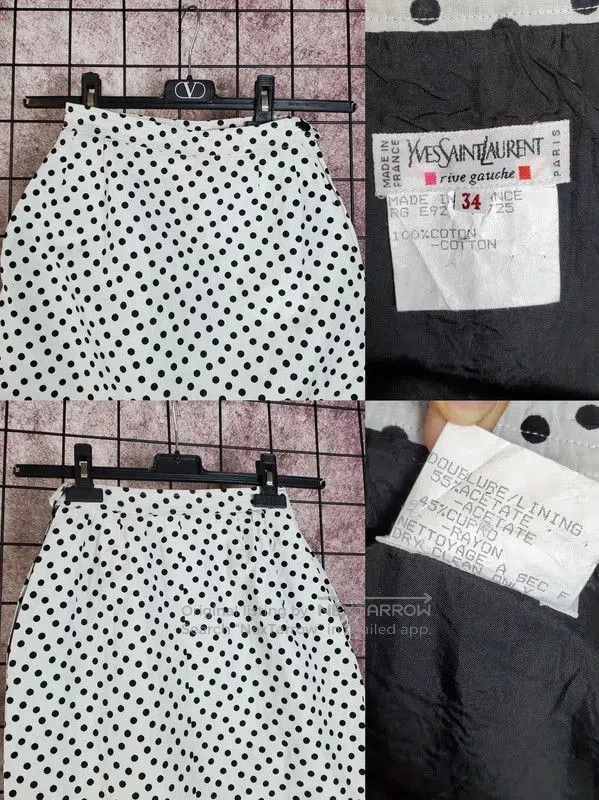 Yves Saint Laurent YSL White Polka Dot Mini Skirt . Size 22" - 2 Thumbnail
