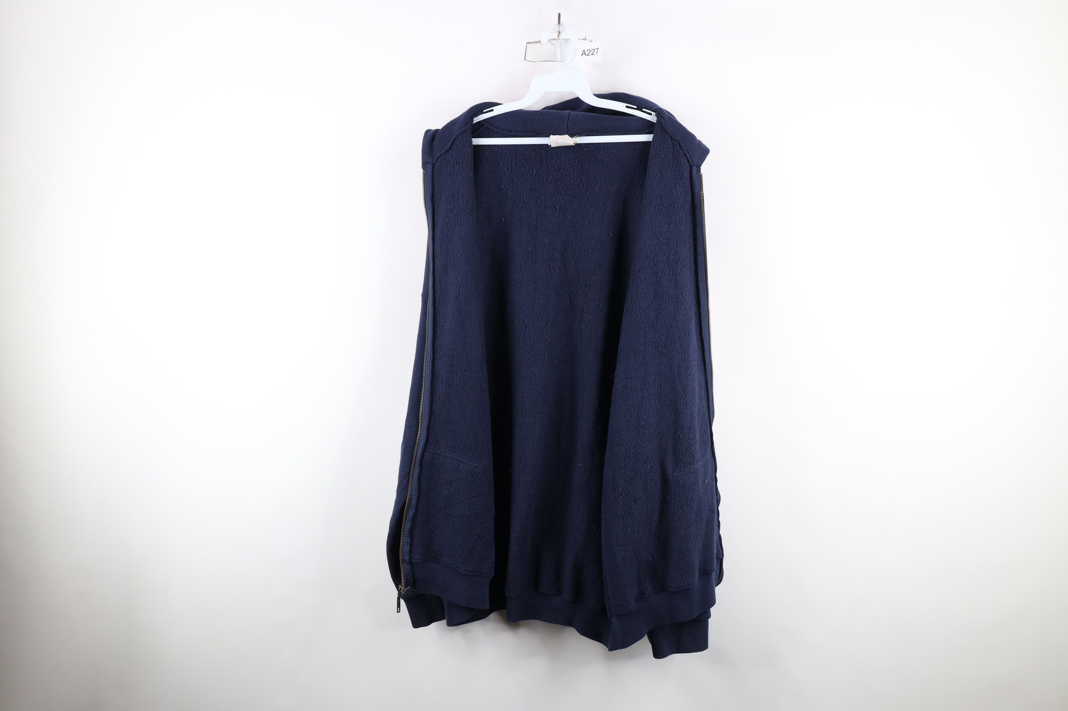 Vintage Vintage 90s Streetwear Full Zip Hoodie Sweatshirt Navy Blue Size US XXL / EU 58 / 5 - 11 Thumbnail
