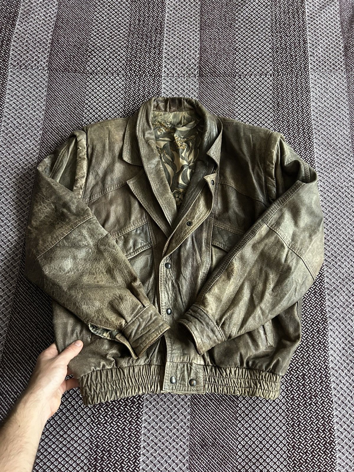 Genuine Leather Vintage Leather Distressed Bomber Jacket Faded VeraPelle Y2K Size US L / EU 52-54 / 3 - 9 Thumbnail