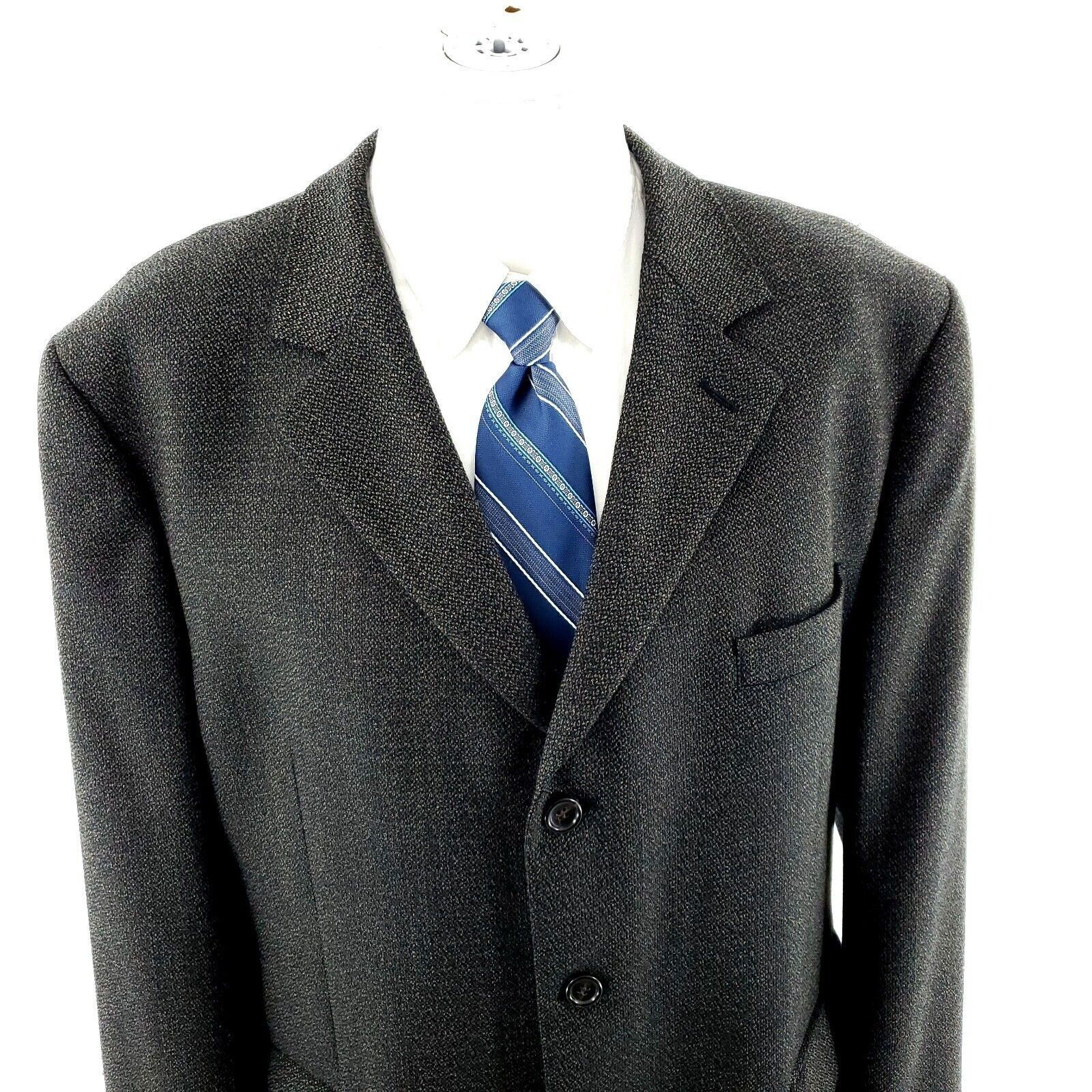 Joseph & Feiss Joseph & Feiss Tweed Wool 3 Button Sport Coat 46R Green Blue Size 46R - 1 Thumbnail