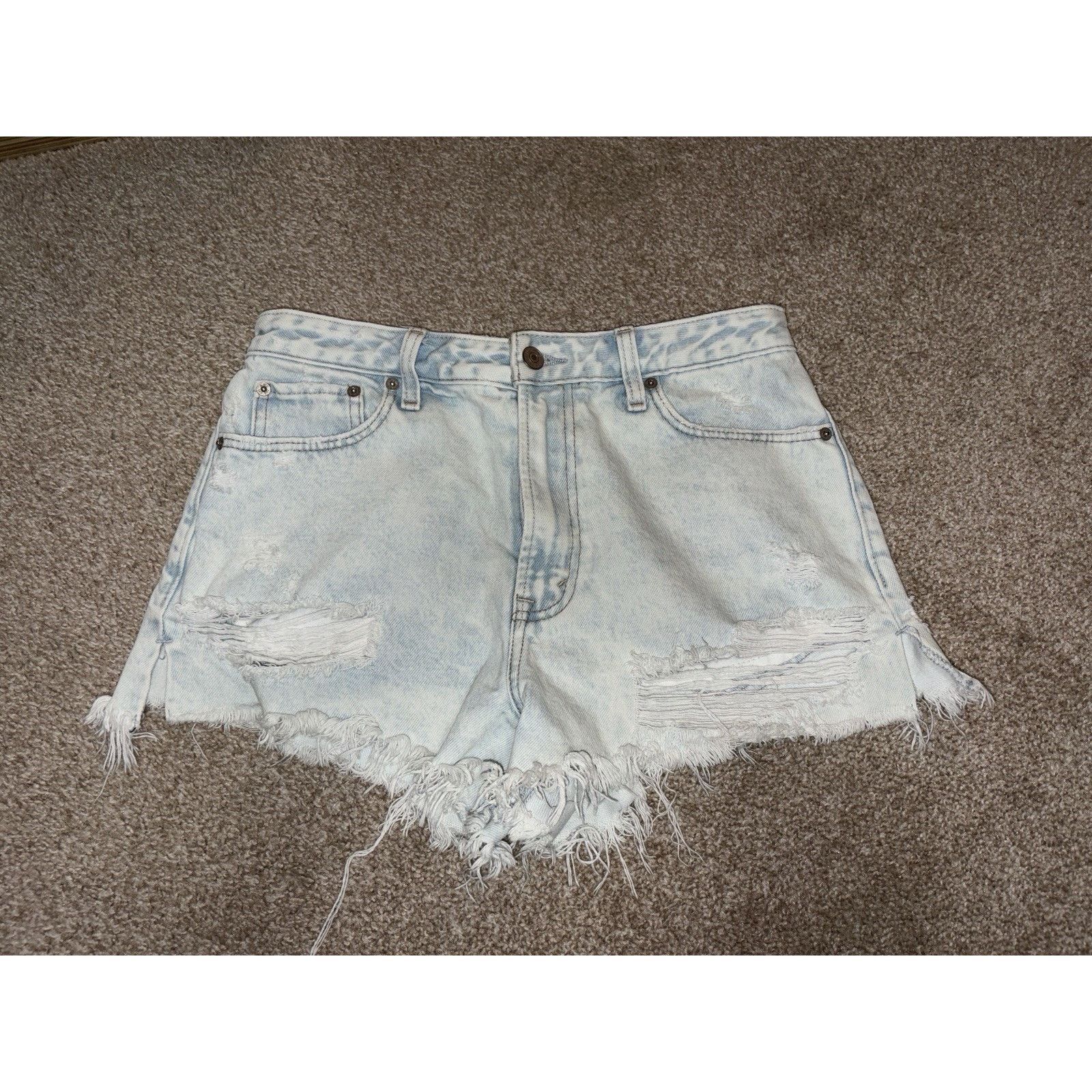 Abercrombie & Fitch Abercrombie Fitch Annie High Rise Denim Shorts Light Wash 6 Size 28" / US 6 / IT 42 - 4 Thumbnail