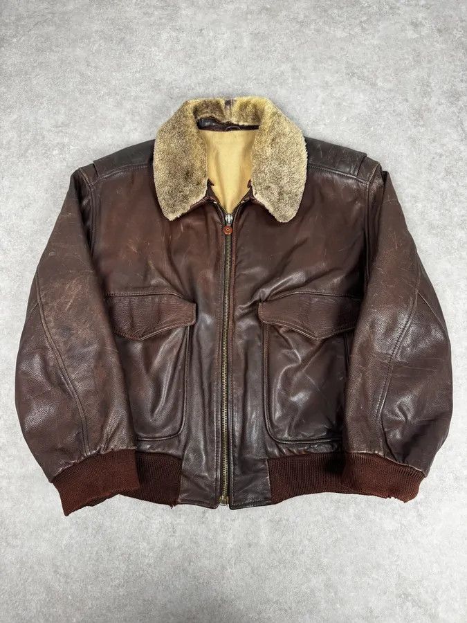 Hugo Boss 2000s Hugo Boss Aviator Brown Leather Jacket Size US L / EU 52-54 / 3 - 1 Thumbnail