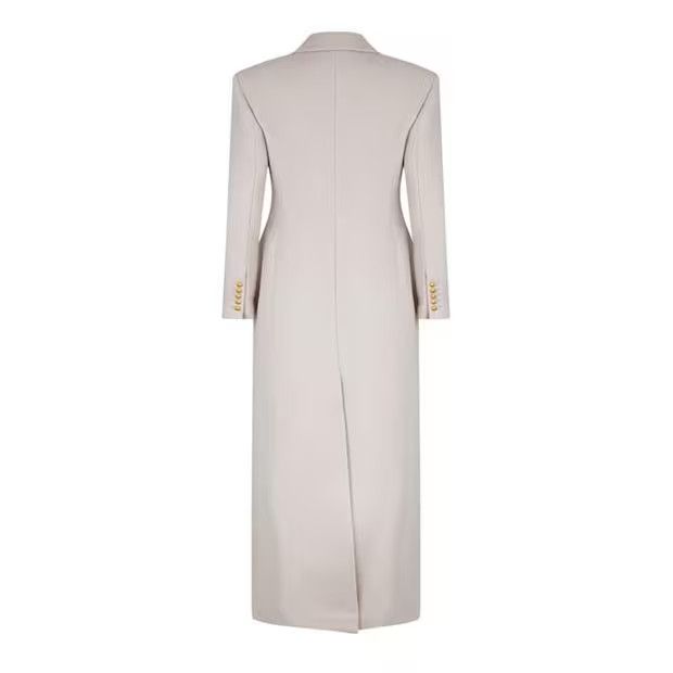 Balmain o1g2r1mq0924 Wool Cashmere Coat in Ecru Size XS / US 0-2 / IT 36-38 - 2 Thumbnail