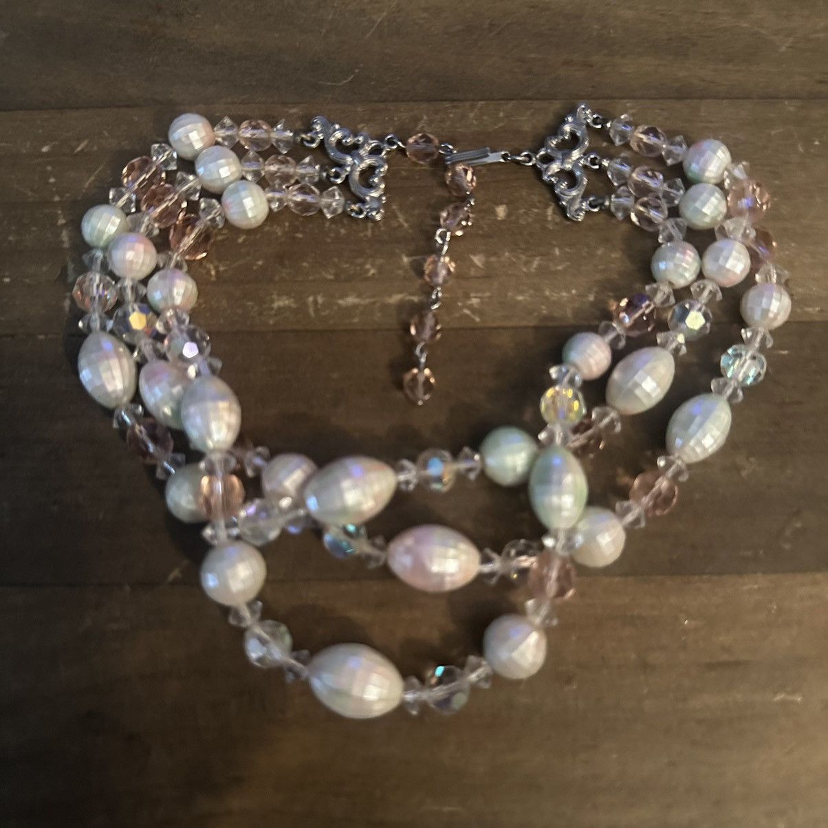 Vintage Vintage mosaic mother of pearl crystal bead choker necklace Size ONE SIZE - 3 Thumbnail