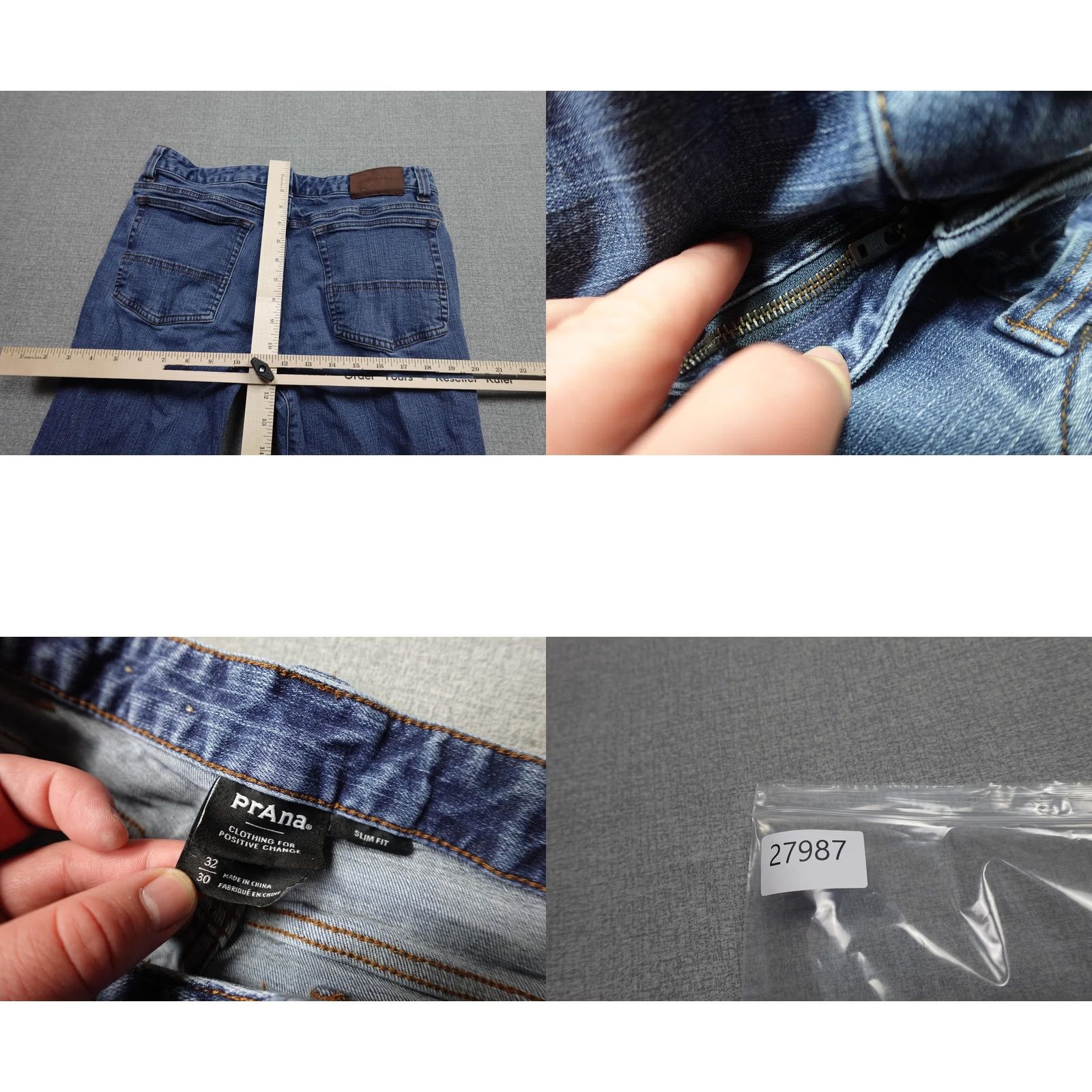 Prana PrAna Slim Fit Jeans Mens 32x30 Blue Medium Wash Denim Straight Stretch Denim Placeholder? Size US 32 / EU 48 - 8 Thumbnail
