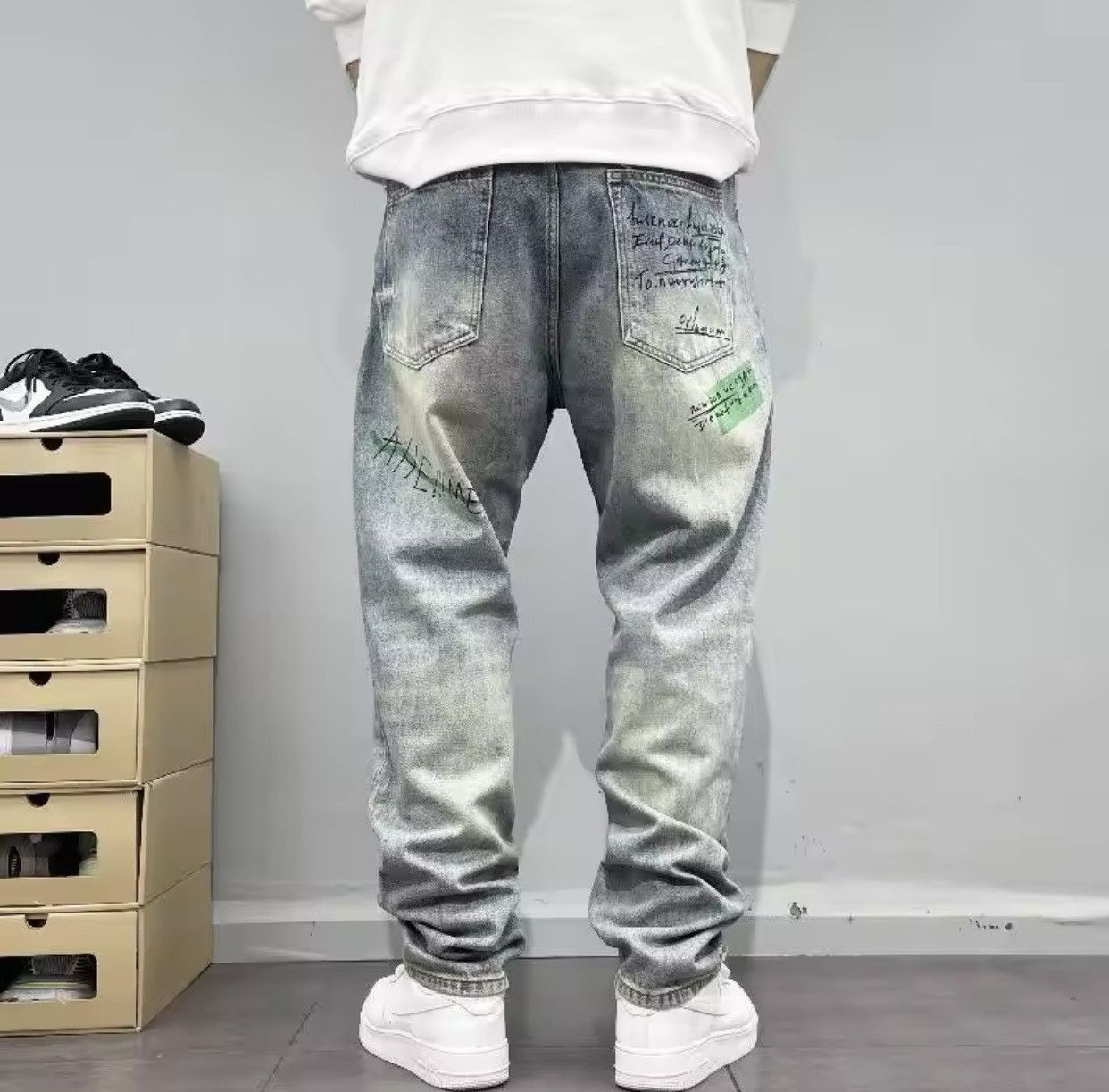 Denime × Japanese Brand American Retro Street Style Printed Straight Leg Jeans Size US 30 / EU 46 - 4 Thumbnail