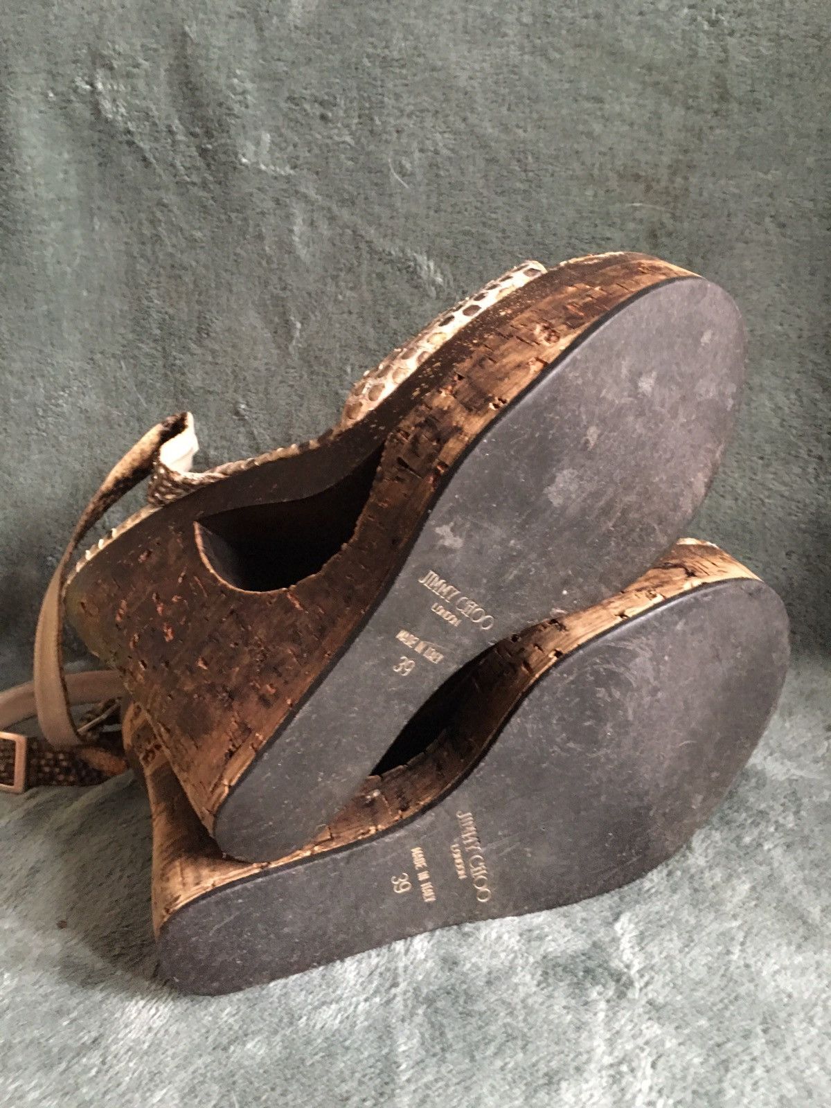 Jimmy Choo Jimmy Choo Multicolor Python Leather Penelop Wedge Sandals Size US 9 / IT 39 - 13 Thumbnail