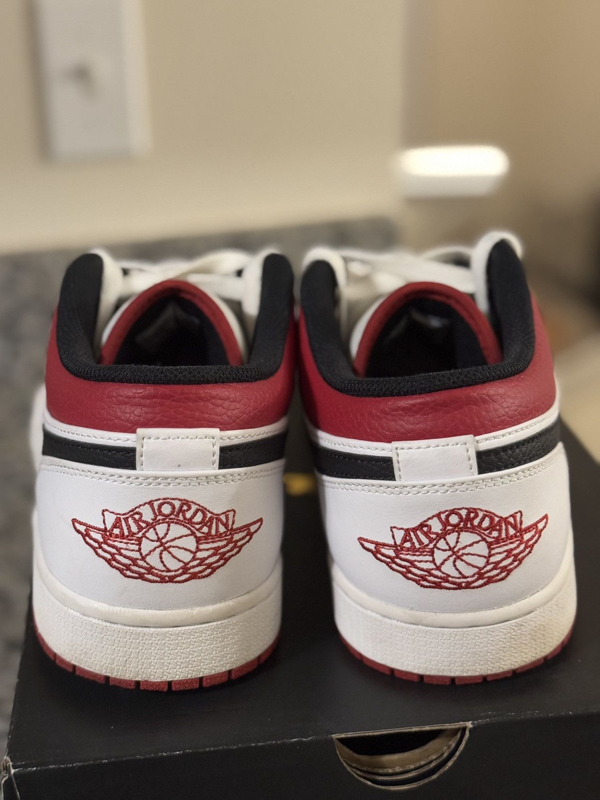 Jordan Brand × Nike Jordan 1 Low White Red Pre Owned W Box Size 11.5 Size US 11.5 / EU 44-45 - 9 Thumbnail