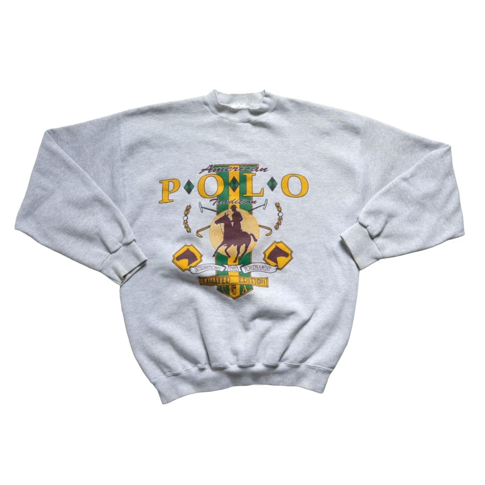 Tultex VINTAGE Tultex POLO Sweatshirt XL Gray Crewneck Graphic Print 90s Sports Men Men OR Boys? Size US XL / EU 56 / 4 - 2 Thumbnail