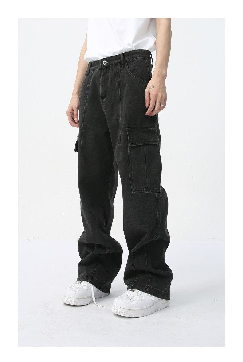 Japanese Brand Men's straight-leg casual pocket retro washed work jeans Size US 32 / EU 48 - 4 Thumbnail