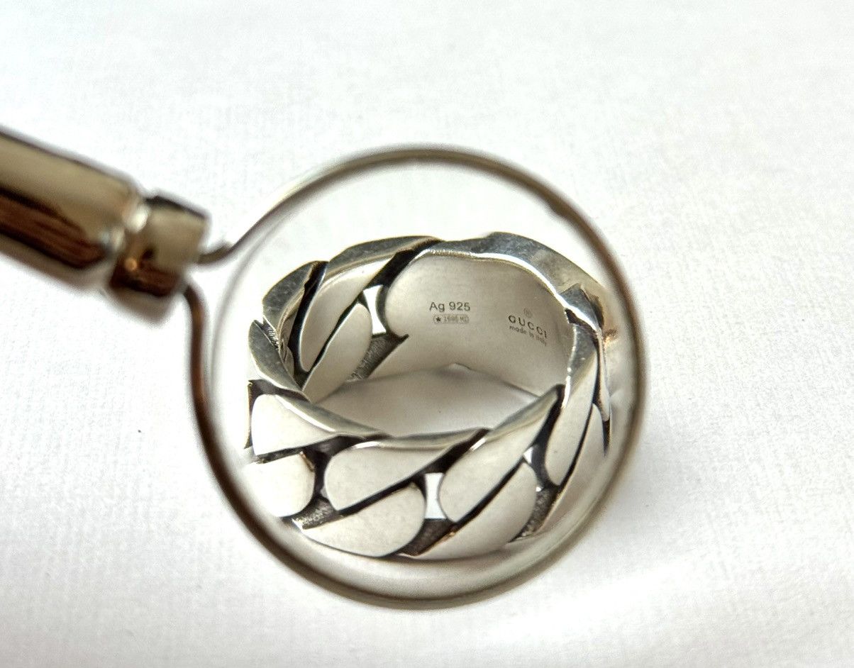 Gucci Gucci .925 Silver Thick Chain Ring Blue Size ONE SIZE - 8 Thumbnail