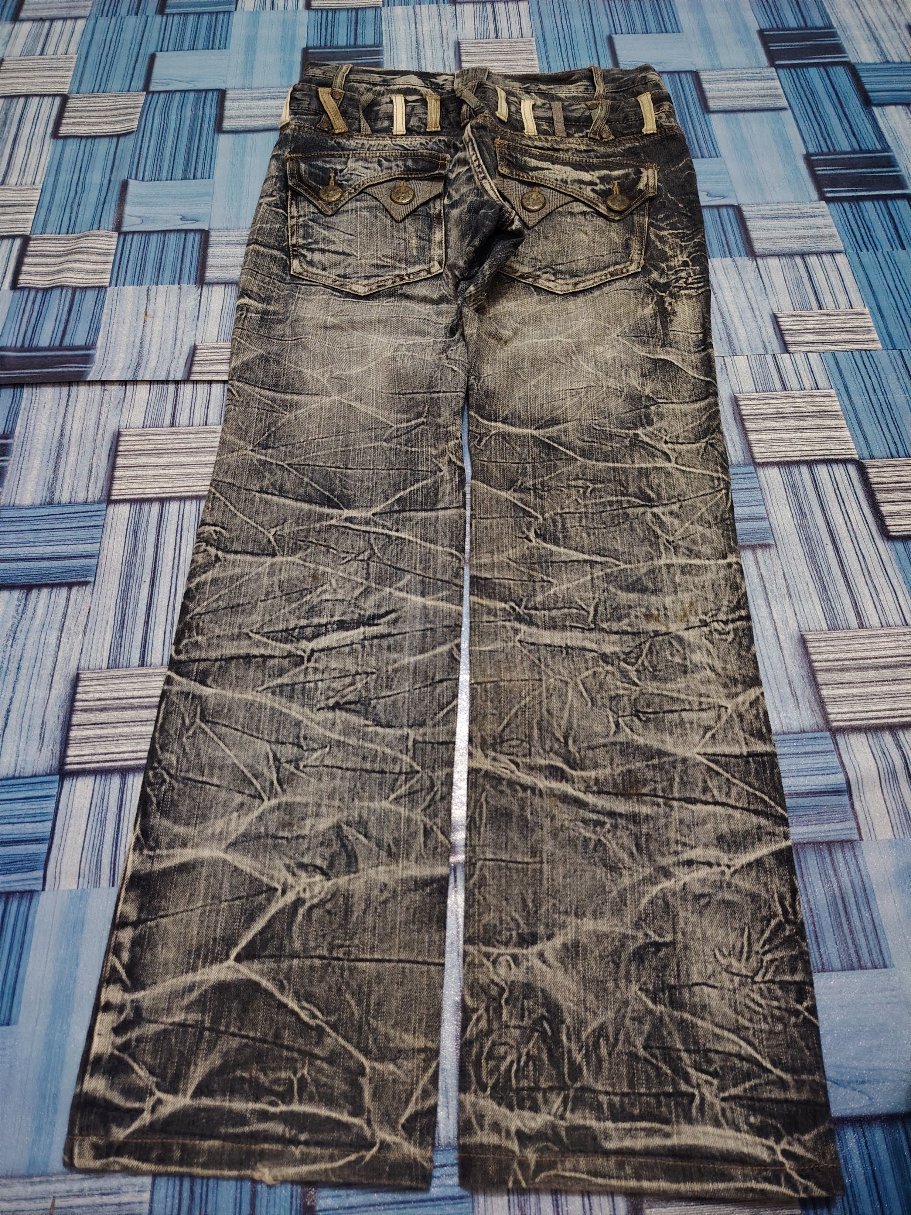 Who Decides War Japanese Blow By Blue Double Waist Flared Jeans Size US 31 - 23 Thumbnail