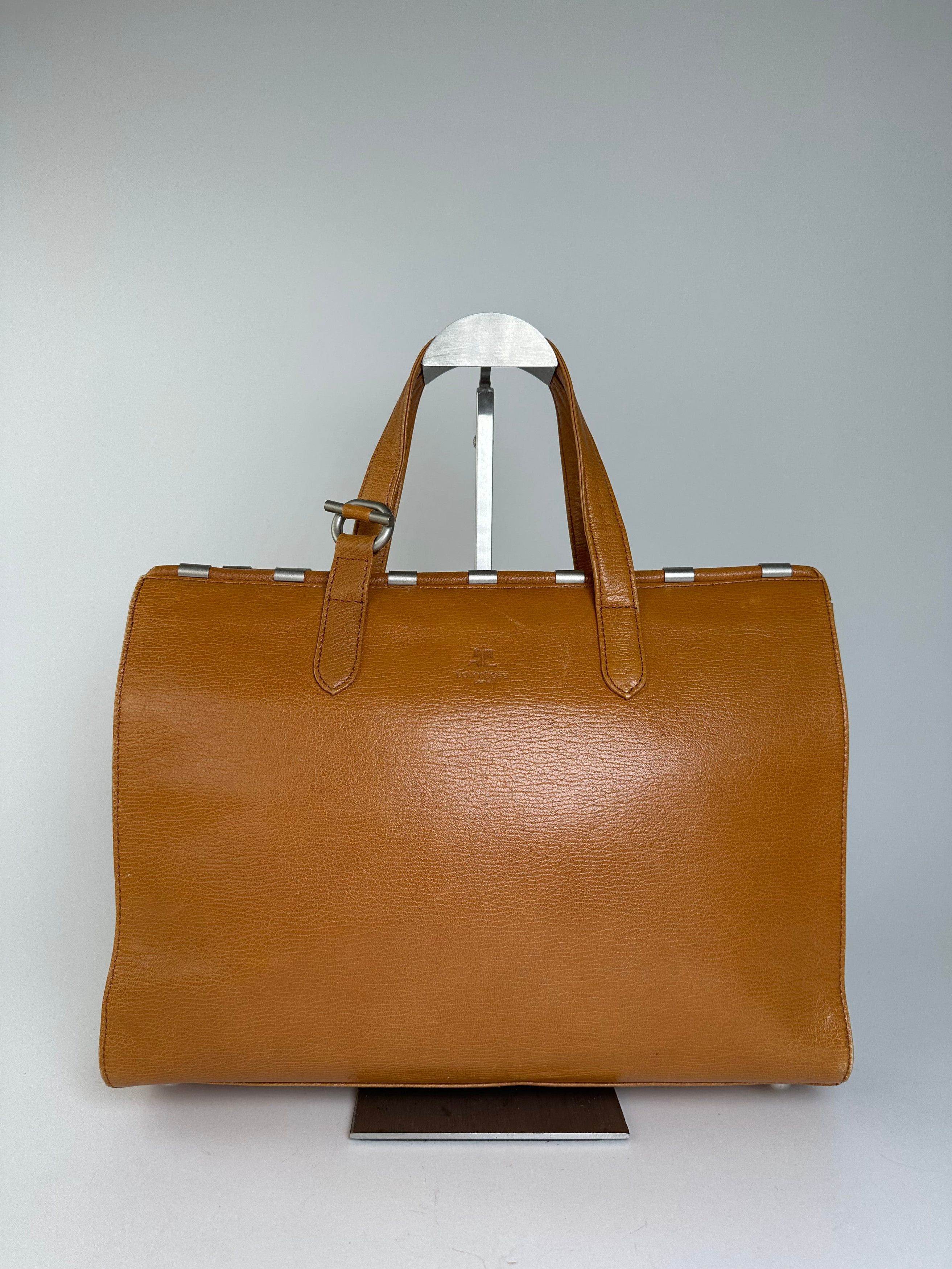 Courreges Tan Leather Tote Bag with Silver-tone Hardware Size ONE SIZE - 1 Thumbnail
